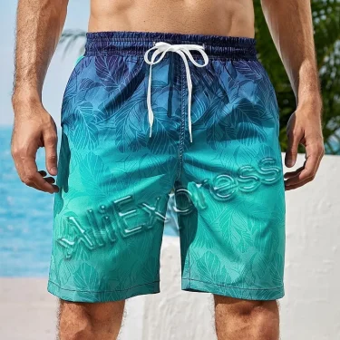 Gradient Graphic Beach Shorts For Men Colorful 3D Printed Board Shorts Summer Casual Vacation Short Pants Loose Surf Swim Trunks 2