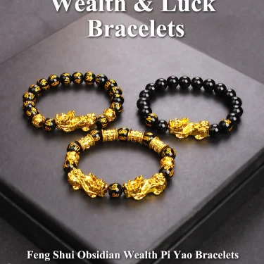 Gold Color Pi Xiu Bracelets Women Feng Shui Obsidian Wealth Pi Yao Bracelets Men 10m Dragon Mantra Bead Bangle Lucky Jewelry New 1