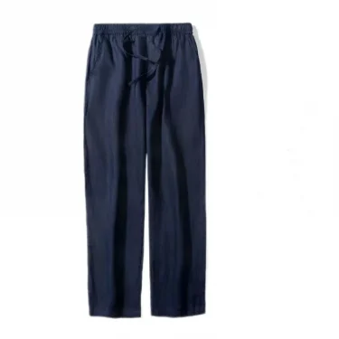 Fashion Solid Color Linen Pants Men Loose Cotton Hemp Men Casual Pants Men Summer Straight Pants Men Clothing 2