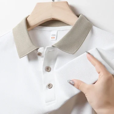 Men's Solid Color Casual Fashion Short Sleeved POLO Shirt Summer Comfortable Top 3