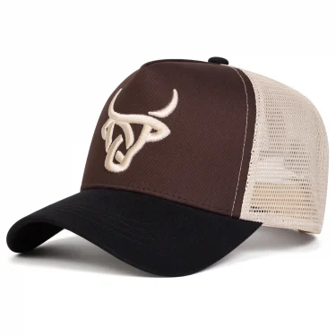 Unisex Ox Head Embroidery Baseball Net Caps Outdoor Adjustable Spring and Summer Casual Sunscreen Hat 4