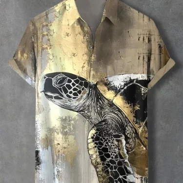 Fashion Men's Art Graphics Shirt Short Sleeved Button Down Lapel Shirts For Summer Oversized Tops Vacation Casual Hawaiian Shirt 4