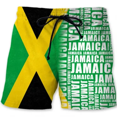 Jamaica 3D Printed Beach Shorts For Men Jamaican Flag Pattern Surf Board Shorts Summer Vacation Swim Trunks Quick Dry Ice Shorts 1