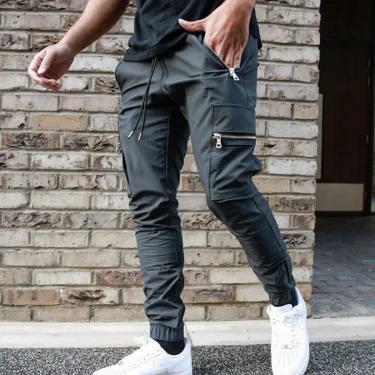 New men's spring and autumn overalls leisure sports men's trousers four seasons mid-waist youth leisure small feet trousers 4