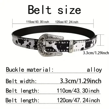 New Women's Retro Casual Trend Carved Buckle Belt For Women Men,Punk Rock Hip Hop Style Rivet Y2k Belts，Paired With Jeans，Skirts 2