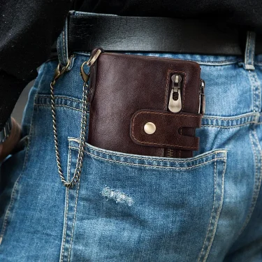 Fashion Women Wallet Genuine Leather Female Clutch Wallets Hasp Double Zipper Design Short Coin Pocket ID Card Holder Purse 6