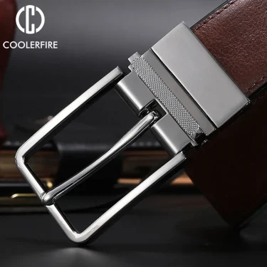For Jeans Male Rotated Buckle Designer Cowskin Dress Belts Reversible Leather Belt Men Accessories Luxury Waist Belt HQ112 2
