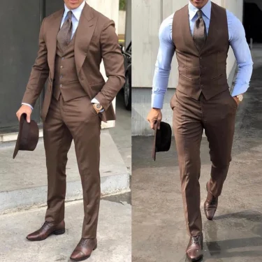 Classy Wedding Tuxedos Suits Slim Fit Bridegroom For Men 3 Pieces Groomsmen Suit Male Cheap Formal Business (Jacket+Vest+Pants） 5