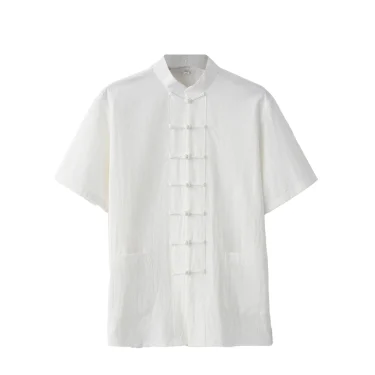 Chinese traditional clothes Style Short Sleeve Tai Chi Pure cotton shirt Tang Suit Uniform for Men kung fu tang zhuang male top 4