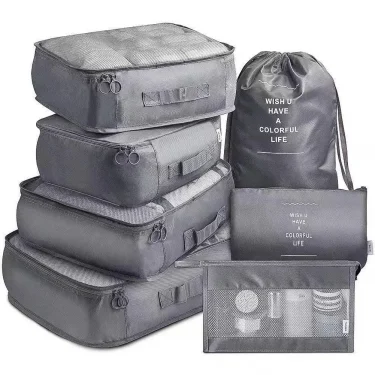 7Pcs Folding Travel Organizer Storage Bags Wardrobe Cube Suitcase Packing Set Storages Luggage Clothes Shoe Box 1