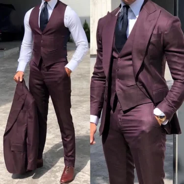 Classy Wedding Tuxedos Suits Slim Fit Bridegroom For Men 3 Pieces Groomsmen Suit Male Cheap Formal Business (Jacket+Vest+Pants） 1