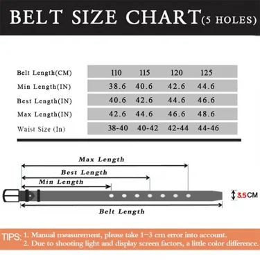 Maikun Men's Vintage Casual Belt Black Pin Buckle Student Versatile Leather Wide Belt 6