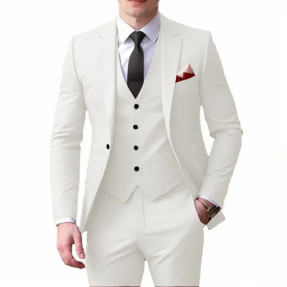 Men's tuxedo jacket suit with notched lapel vest and pants fitted 3-piece jacket suitable for dinners dancing weddings, 6