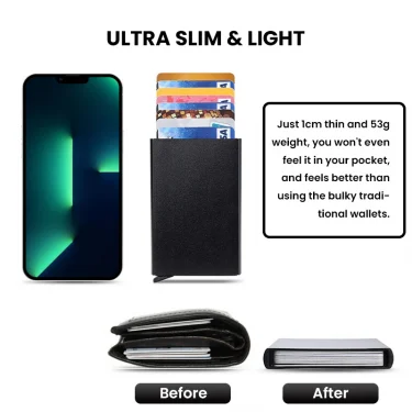 Slim Pop Up Wallet Minimalist Credit Card Holder For Men Women RFID Blocking Mini Metal Case 2