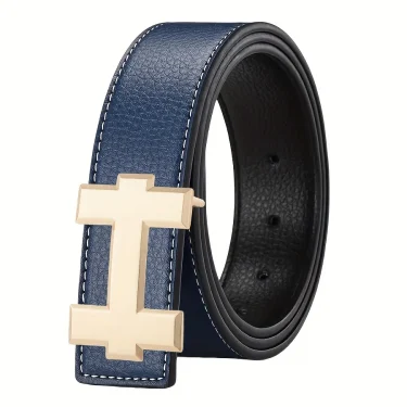 Fashion Unisex H Letter Smooth Buckle Belt Versatile Casual Jeans Decorative Leather Belt Suitable for Mid-Aged Youths 4