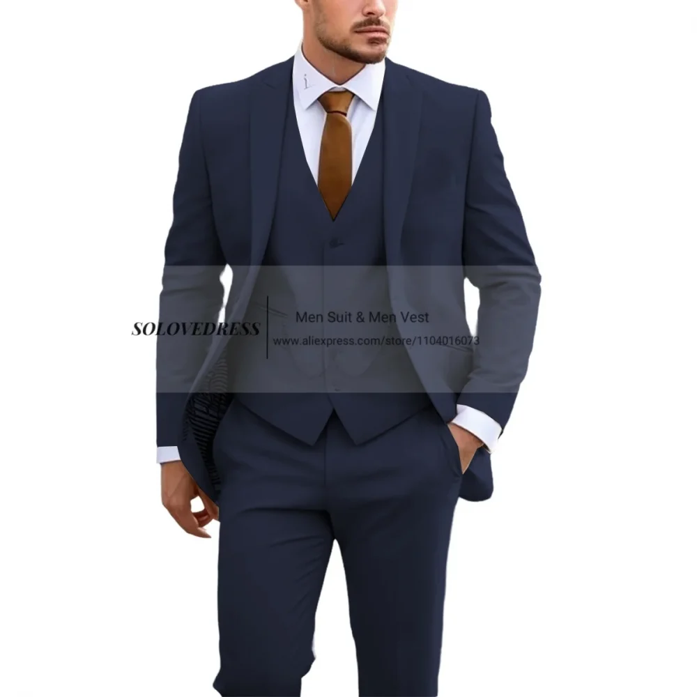 New Formal Occasion Men Suit Business Tuxedos Groom Groomsman Wedding Party Prom Male 3 Piece Set Blazer Vest Pants 6