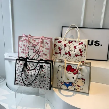 Sanrio Hello Kitty Fashion Backpack Trendy Cartoon Design Large Capacity Women's Travel Canvas Bags Duffle Bag Shoulder Bag 1