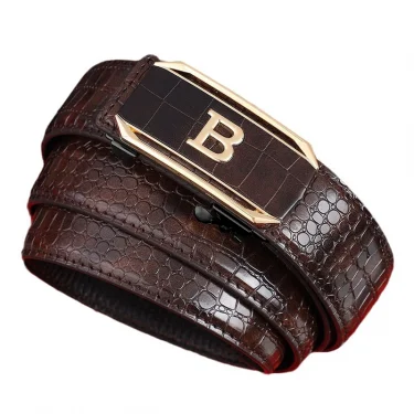Crocodile Pattern Men's Belt High-Quality Automatic Buckle Belt Fashionable Jeans Strap Trendy Men's Accessories 5