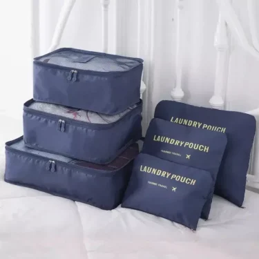 6Pcs Luggage Travel Bags Underwear Shoes Storage Bag Oxford Waterproof Cloth Suitcase Pouch Cube Red Organiser For Clothing 3