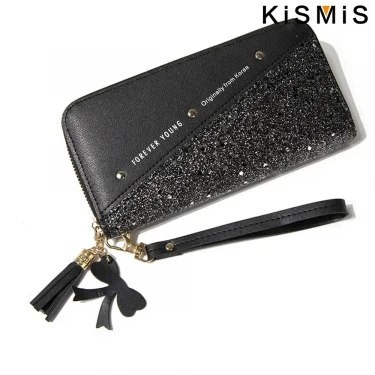 KISMIS Women's Wallets Fashion Long Leather Wallets Large Capacity Buckle Zipper Clutches Fashion Multi-Card Wallets Zipper 4
