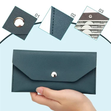Envelope Wallet PU Leather Cash Envelope Wallet Classic Fashion Long Women's Wallet Ferrule Name Card Holder Gift 5
