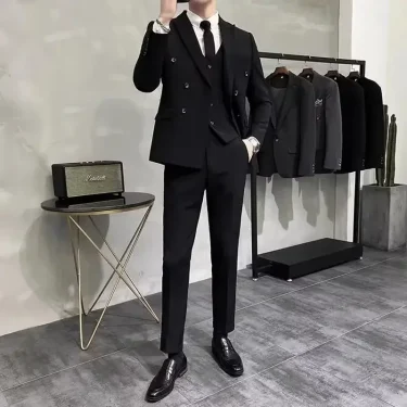 Wedding 2 Piece Outfit Set Male Slim Fit Full Men's Suits and Blazers Dress Formal Groom Clothes Elegant Spring Autumn Luxury 1