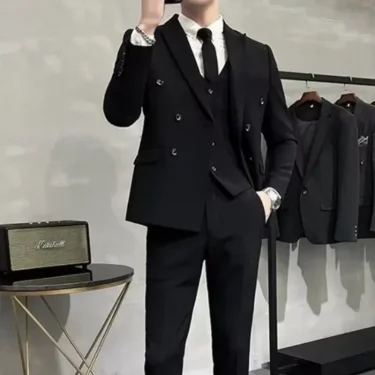 Wedding 2 Piece Outfit Set Male Slim Fit Full Men's Suits and Blazers Dress Formal Groom Clothes Elegant Spring Autumn Luxury 3