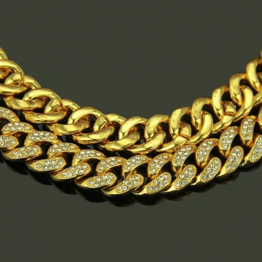 HNSP Luxury All Rhinestone 13MM Cuban Chain For Men Necklace Hip Hop Neck Male Jewelry Accessories 3