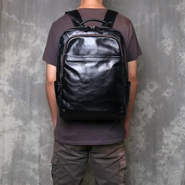 JLFGPJ Fashionable Men's Genuine Leather Backpack Multifunctional Business And Leisure Top Layer Cowhide Computer Backpack 3