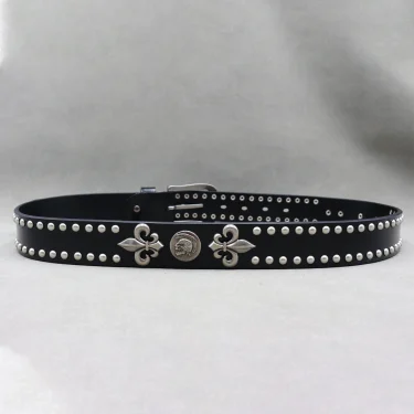 Metal Rivet Belt Luxury Designers Men Rivet Punk Belt Cow Genuine Leather Cintos Masculinos Male Women Rock Hip Hop Strap Waist 3