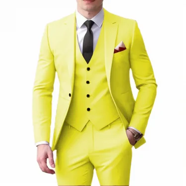 Men's tuxedo jacket suit with notched lapel vest and pants fitted 3-piece jacket suitable for dinners dancing weddings, 2
