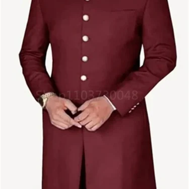2 Pieces Men Suits Long Coat with Pants Smart Casual Men's Business/Wedding Suits Single Breasted Jacket Trousers 2