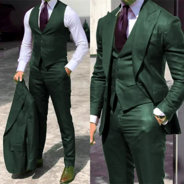 solid color formal business suits Pointed collar One Button Full men's suits high end men's clothing Business activities 3