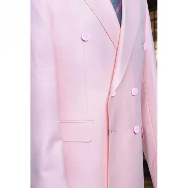 Pink Double Breasted Peak Lapel Men Suits Luxury Wedding Groomsmen Outfits Slim Fit 2 Piece Jacket Pants Outfits Costume Blazer 3