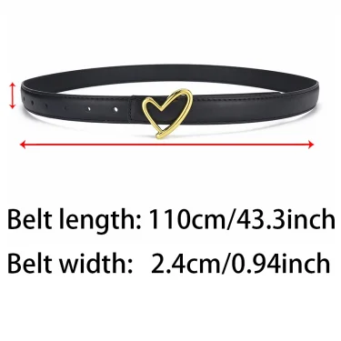 1pcs Women's Belt Fashionable Heart-Shaped Buckle Belt High-End Pu Leather Thin Belt Casual Versatile Trend Jeans Ladies Belt 5