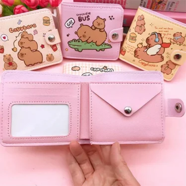 Foldable Capybara Wallet Short Money Bag Cute Coin Purse PU Leather Mini Purse Card Holder With Buttons Money Clip 1