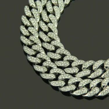 HNSP Luxury All Rhinestone 13MM Cuban Chain For Men Necklace Hip Hop Neck Male Jewelry Accessories 5