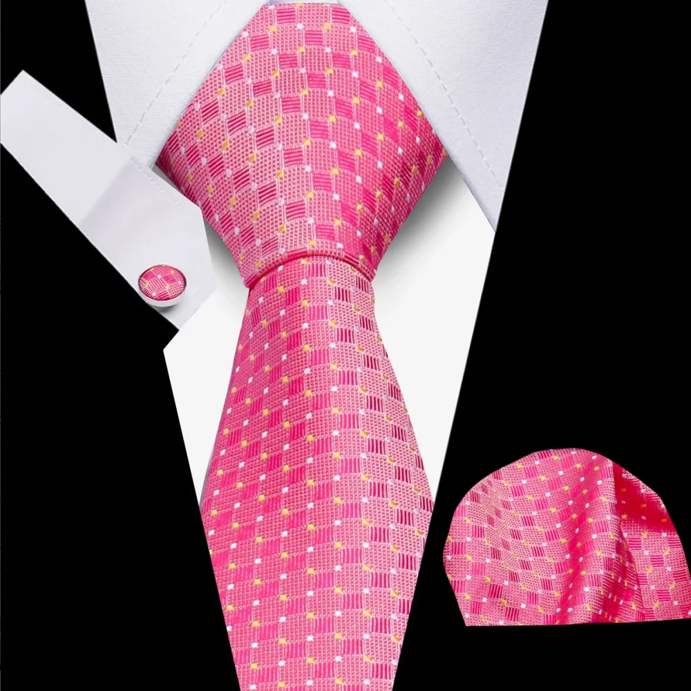 Classic Elegant Ties For Men Fashion Gifts Striped Solid Necktie Handchief Cufflink 3 Pcs Set Wedding Business Suit Accessories 6