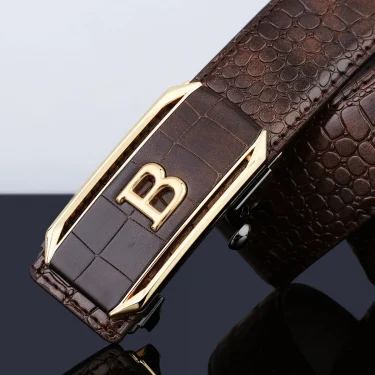 Crocodile Pattern Men's Belt High-Quality Automatic Buckle Belt Fashionable Jeans Strap Trendy Men's Accessories 2