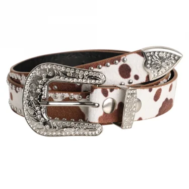New Women's Retro Casual Trend Carved Buckle Belt For Women Men,Punk Rock Hip Hop Style Rivet Y2k Belts，Paired With Jeans，Skirts 5
