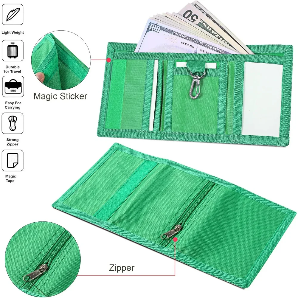 1PC Wallets Slim Wallet Trifold Sports Wallet Outdoor Canvas Wallets With Zipper Travel Coin Purse Cards Holder Gifts 4