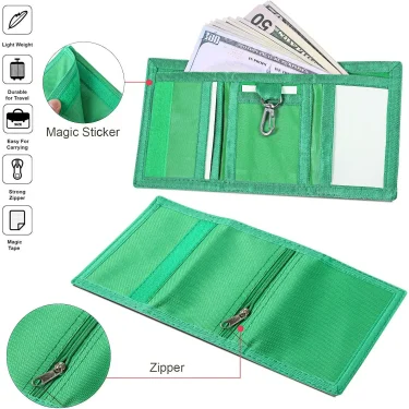 1PC Wallets Slim Wallet Trifold Sports Wallet Outdoor Canvas Wallets With Zipper Travel Coin Purse Cards Holder Gifts 4