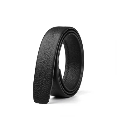BISON DENIM Men No Buckle Belt High Quality Genuine Leather 3.4cm Width Belts Luxury Waistband Without Buckle Jeans Accessories 6