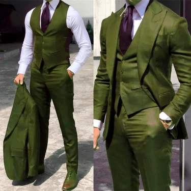 solid color formal business suits Pointed collar One Button Full men's suits high end men's clothing Business activities 1