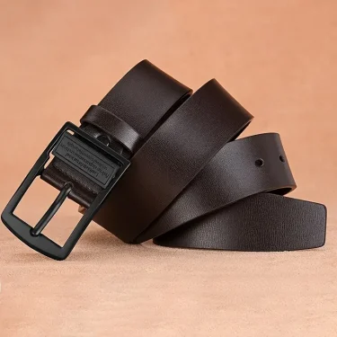 New Leather Cowhide Men's Belt Fashion Metal Alloy Pin Buckle Adult Luxury Brand Jeans Business Casual Waist Male Strap Brand 3