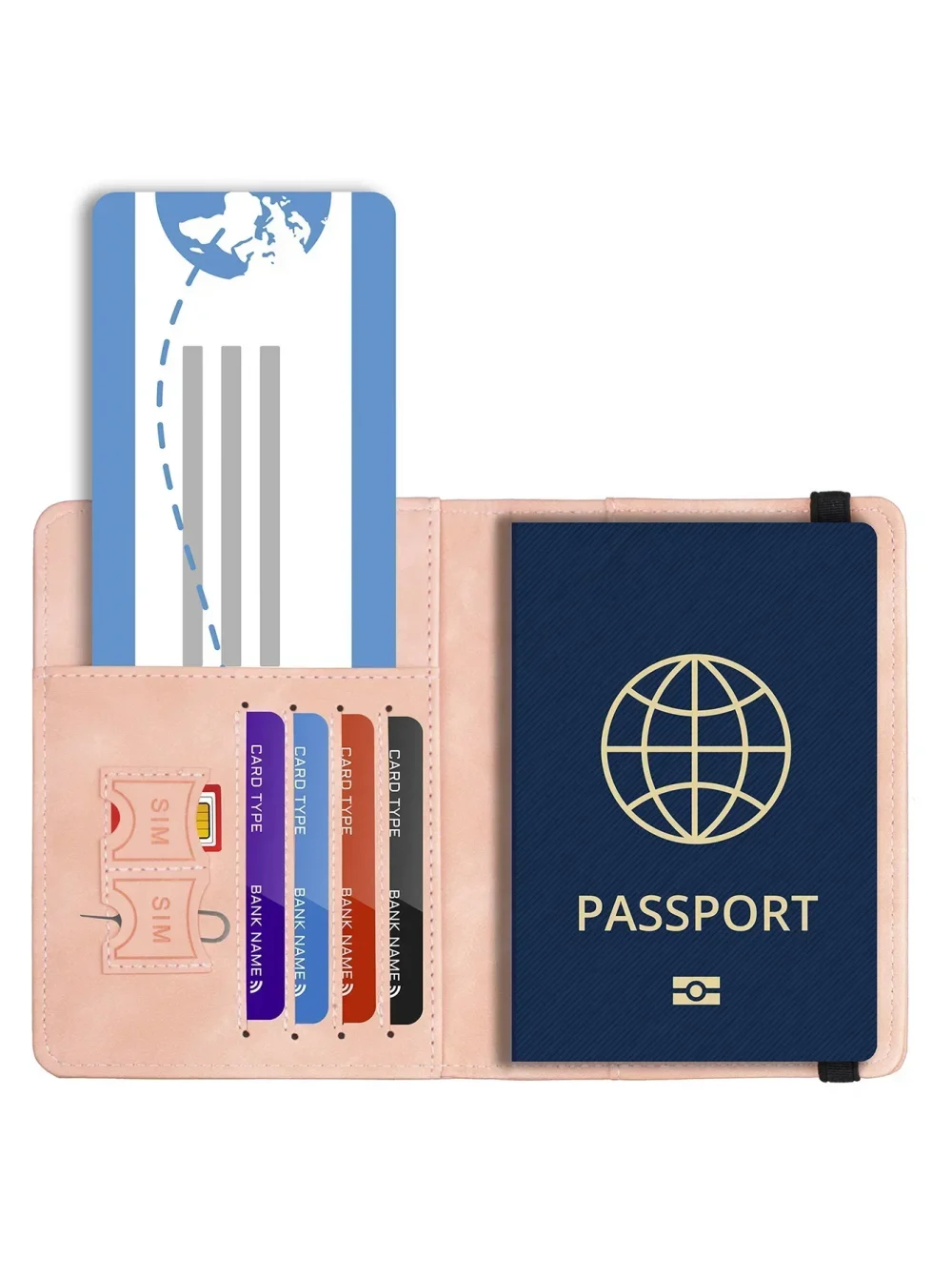 RFID Blocking Leather Card Case Passport Holder Cover Wallet Travel Accessories for Women Men 2