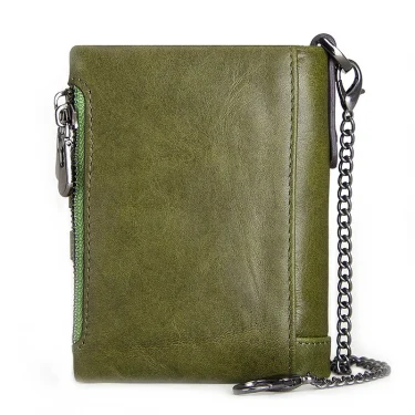 KAVIS Luxurious Genuine Leather Wallet With Zipper Coin Casual For Men Money Cowhide Card Holder Purse Double Bifold Pocket RFID 2