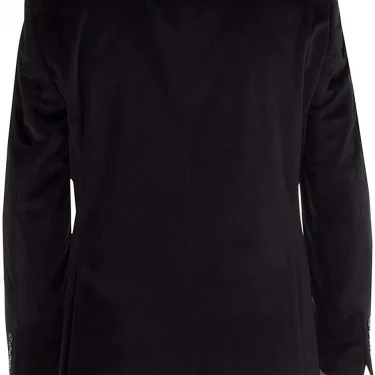 Black Velvet Men's Suit Blazer Two Buttons Slim Fit Notch Lapel Jacket for Wedding Business Only One Coat 2