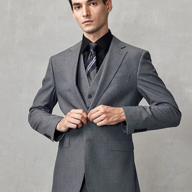9% Wool Luxury Grey Men Suits Set Slim Fit Fashion Wedding Groom Wear Spring New Arrival Man Casual Daily Clothing Plus Size 58A 1