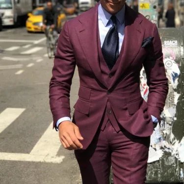 Classy Wedding Tuxedos Suits Slim Fit Bridegroom For Men 3 Pieces Groomsmen Suit Male Cheap Formal Business (Jacket+Vest+Pants） 3